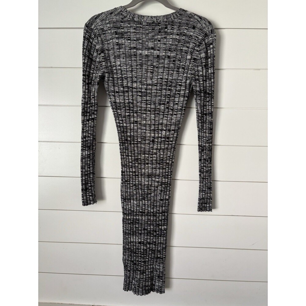 Willow & Wind Black White Gray Heather Ribbed Knit Henley Bodycon Dress Size S - Picture 4 of 4